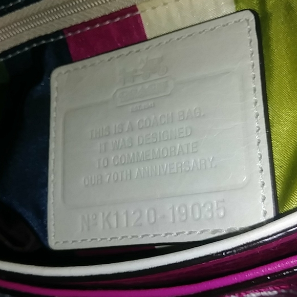 GORGEOUS COLORBLOCK WAXED GENUINE LEATHER 70th ANNIVERSARY COACH WILLIS BAG - Picture 14 of 17